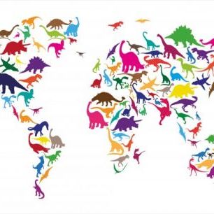 輸入壁紙 カスタム壁紙 PHOTOWALL / Dinosaur World Map (e22674)