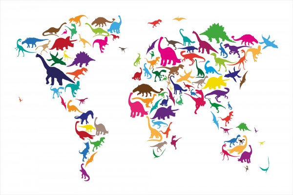 輸入壁紙 カスタム壁紙 PHOTOWALL / Dinosaur World Map (e22674)