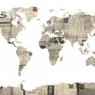 輸入壁紙 カスタム壁紙 PHOTOWALL / Old Postcards World Map (e22676)