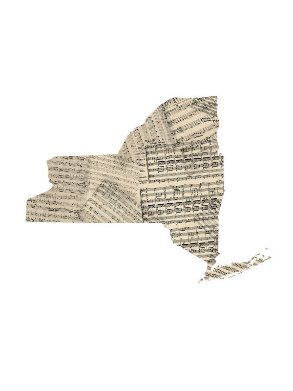 輸入壁紙 カスタム壁紙 PHOTOWALL / New York Old Music Sheet Map (e22697)