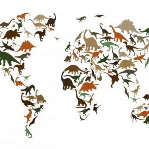 輸入壁紙 カスタム壁紙 PHOTOWALL / Dinosaur World Map Multicolor (e22701)