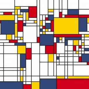 輸入壁紙 カスタム壁紙 PHOTOWALL / Piet Mondrian Style World Map (e22704)
