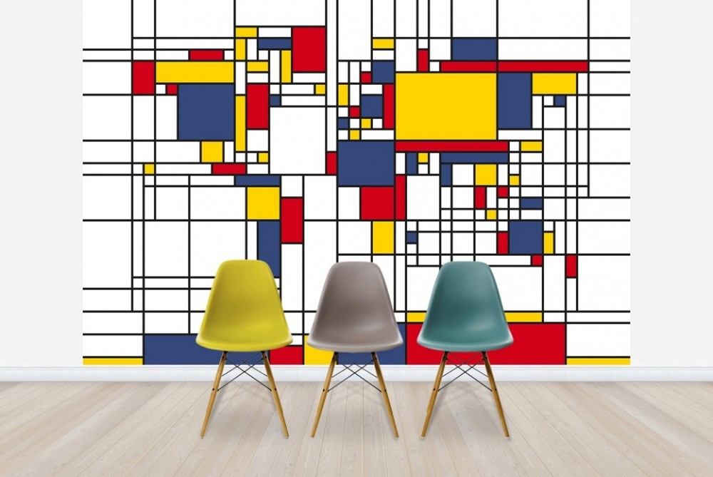 輸入壁紙 カスタム壁紙 Photowall Piet Mondrian Style World Map E22704 壁紙屋本舗