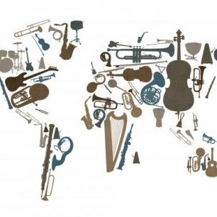 輸入壁紙 カスタム壁紙 PHOTOWALL / Music Instruments World Map (e22705)
