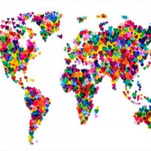 輸入壁紙 カスタム壁紙 PHOTOWALL / Hearts World Map (e22706)