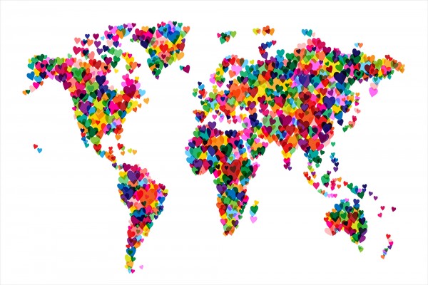 輸入壁紙 カスタム壁紙 PHOTOWALL / Hearts World Map (e22706)