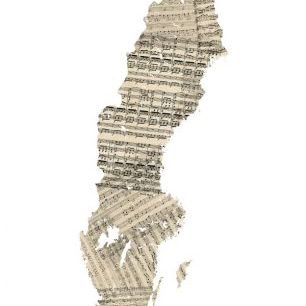 輸入壁紙 カスタム壁紙 PHOTOWALL / Sweden Old Music Sheet Map (e22710)