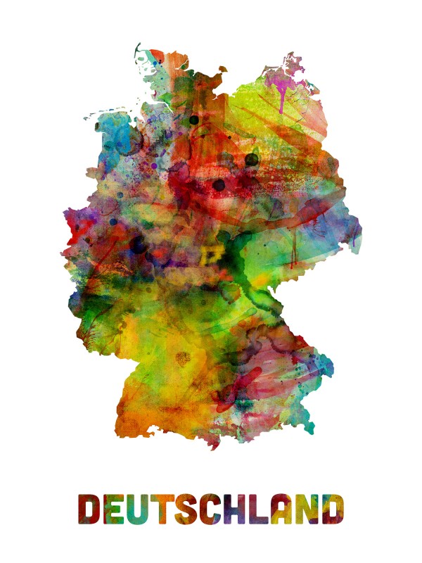 輸入壁紙 カスタム壁紙 PHOTOWALL / Germany Watercolor Map (e22717)
