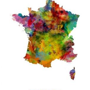 輸入壁紙 カスタム壁紙 PHOTOWALL / France Watercolor Map (e22722)