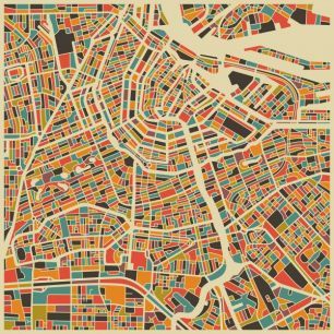 輸入壁紙 カスタム壁紙 PHOTOWALL / Multicolor Map - Amsterdam (e22726)