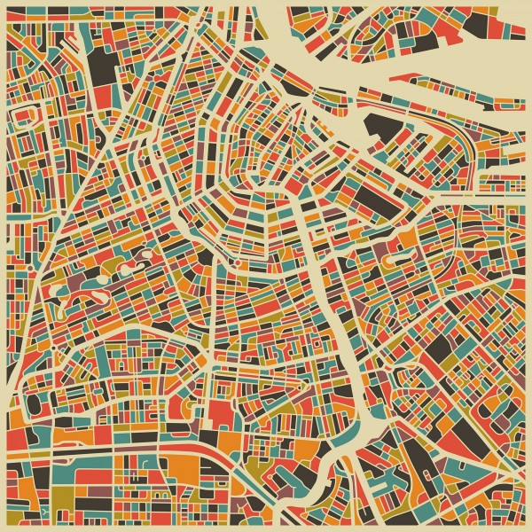 輸入壁紙 カスタム壁紙 PHOTOWALL / Multicolor Map - Amsterdam (e22726)