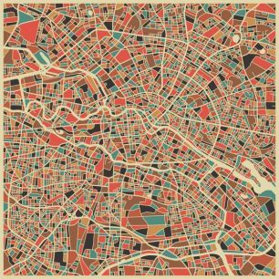 輸入壁紙 カスタム壁紙 PHOTOWALL / Multicolor Map - Berlin (e22728)