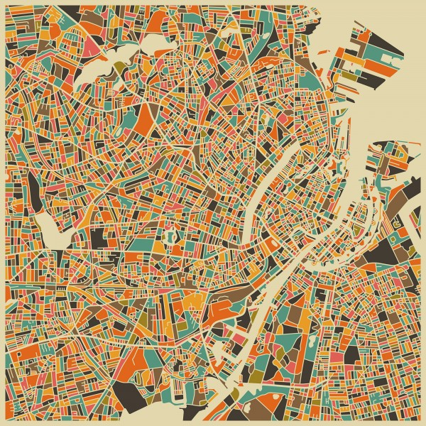 輸入壁紙 カスタム壁紙 PHOTOWALL / Multicolor Map - Copenhagen (e22733)