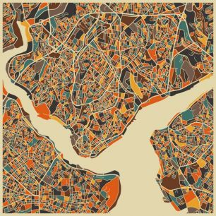 輸入壁紙 カスタム壁紙 PHOTOWALL / Multicolor Map - Istanbul (e22734)
