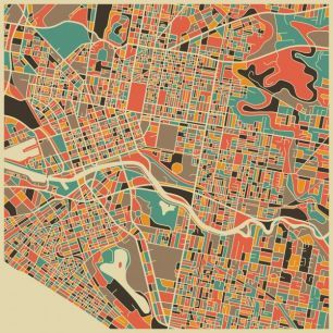 輸入壁紙 カスタム壁紙 PHOTOWALL / Multicolor Map - Melbourne (e22739)