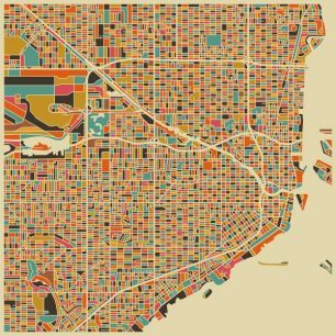 輸入壁紙 カスタム壁紙 PHOTOWALL / Multicolor Map - Miami (e22740)