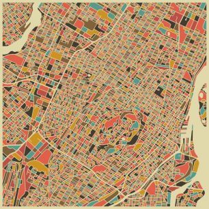 輸入壁紙 カスタム壁紙 PHOTOWALL / Multicolor Map - Montreal (e22741)