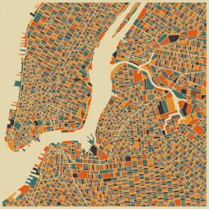 輸入壁紙 カスタム壁紙 PHOTOWALL / Multicolor Map - New York (e22743)