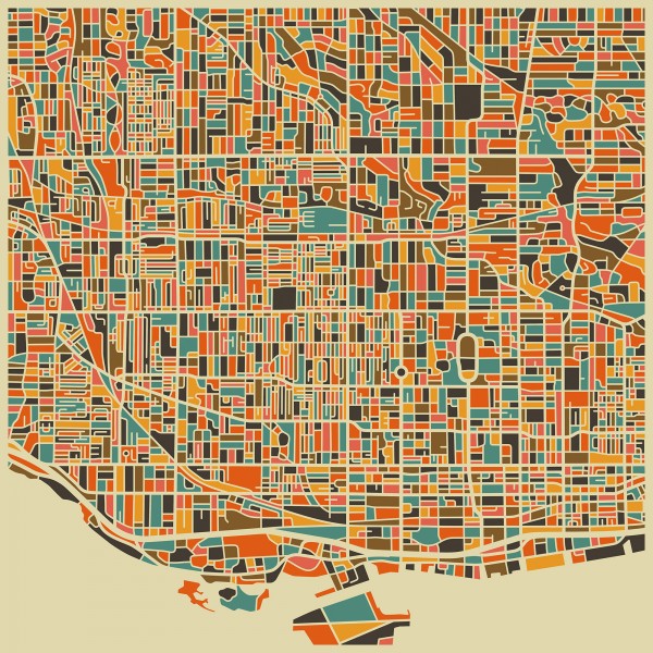 輸入壁紙 カスタム壁紙 PHOTOWALL / Multicolor Map - Toronto (e22750)