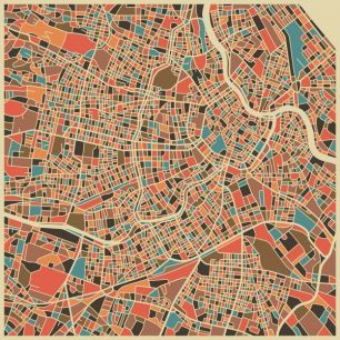 輸入壁紙 カスタム壁紙 PHOTOWALL / Multicolor Map - Vienna (e22751)