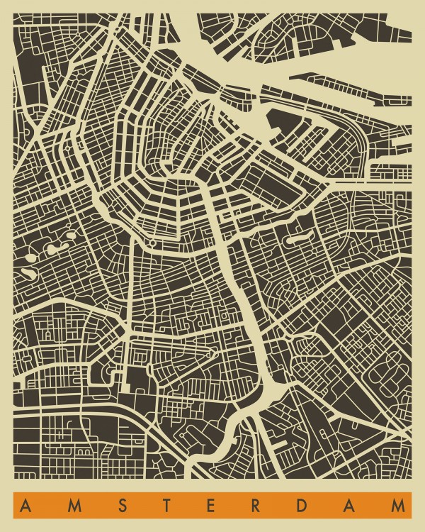 輸入壁紙 カスタム壁紙 PHOTOWALL / City Map - Amsterdam (e22753)