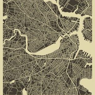 輸入壁紙 カスタム壁紙 PHOTOWALL / City Map - Boston (e22755)