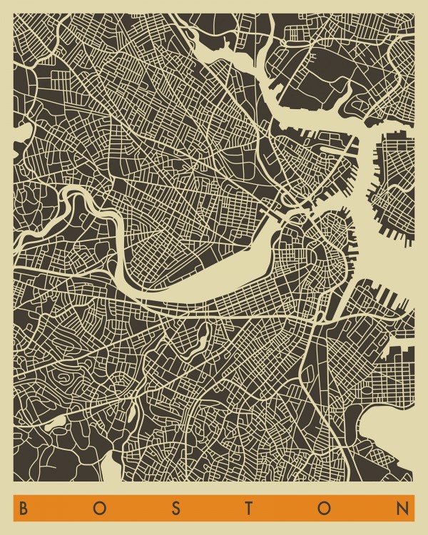 輸入壁紙 カスタム壁紙 PHOTOWALL / City Map - Boston (e22755)