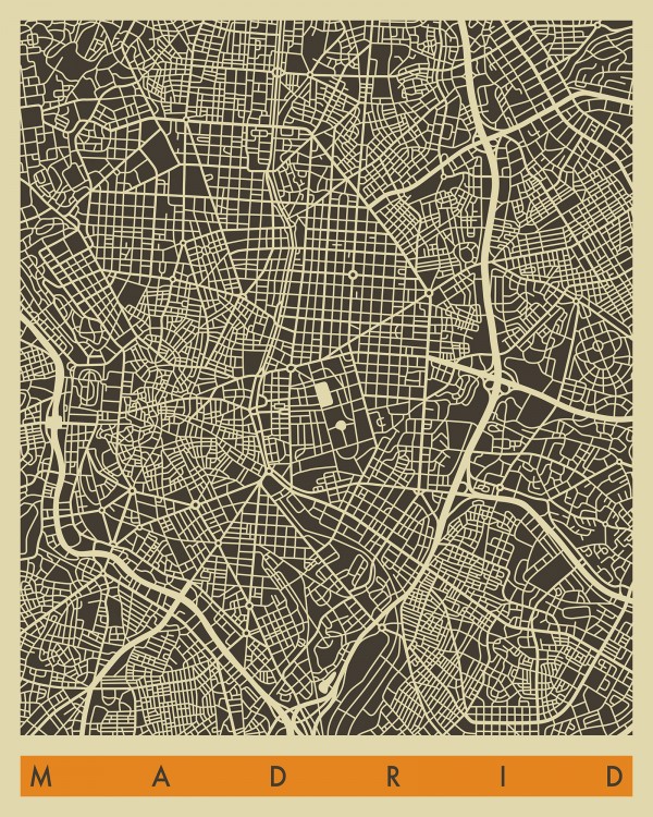 輸入壁紙 カスタム壁紙 PHOTOWALL / City Map - Madrid (e22757)