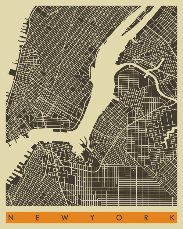 輸入壁紙 カスタム壁紙 PHOTOWALL / City Map - New York (e22760)