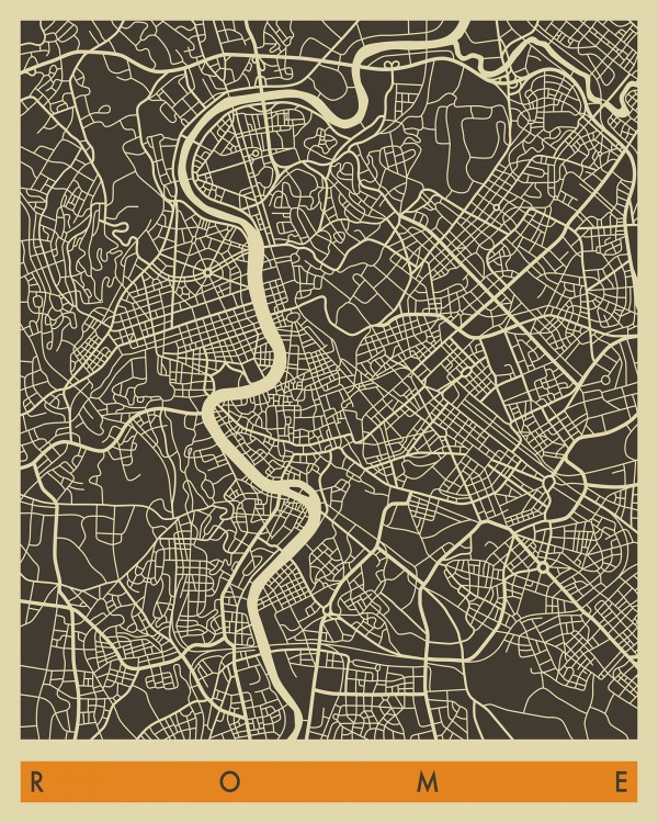輸入壁紙 カスタム壁紙 PHOTOWALL / City Map - Rome (e22762)