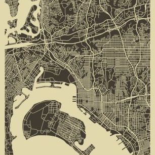 輸入壁紙 カスタム壁紙 PHOTOWALL / City Map - San Diego (e22764)