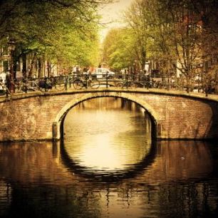 輸入壁紙 カスタム壁紙 PHOTOWALL / Romantic Bridge Over Canal in Amsterdam (e22817)