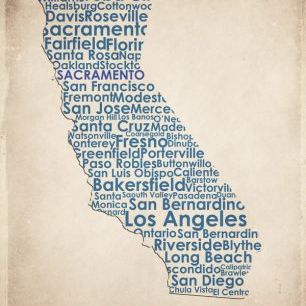 輸入壁紙 カスタム壁紙 PHOTOWALL / California Map (e22956)