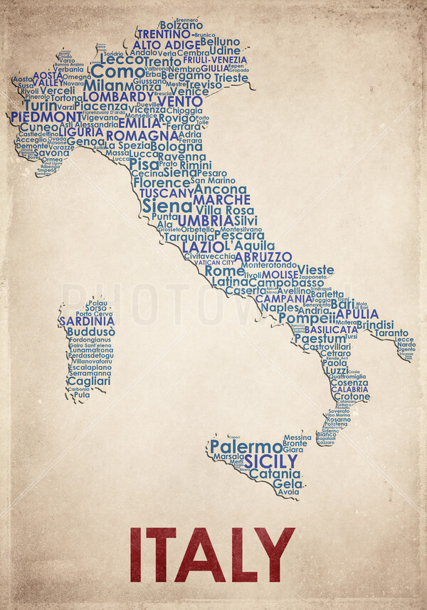 輸入壁紙 カスタム壁紙 PHOTOWALL / Italy Map (e22959)