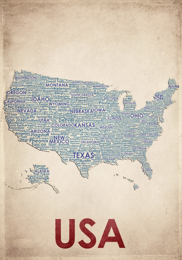 輸入壁紙 カスタム壁紙 PHOTOWALL / USA Map (e22962)