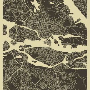 輸入壁紙 カスタム壁紙 PHOTOWALL / City Map - Stockholm (e23129)