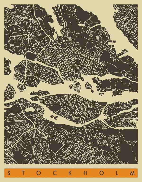 輸入壁紙 カスタム壁紙 PHOTOWALL / City Map - Stockholm (e23129)