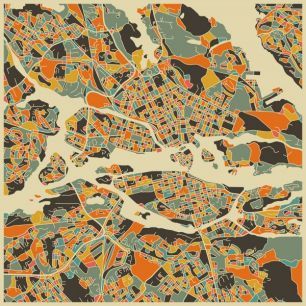 輸入壁紙 カスタム壁紙 PHOTOWALL / Multicolor Map - Stockholm (e23130)