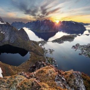 輸入壁紙 カスタム壁紙 PHOTOWALL / Mountain Landscape at Sunset in Norway (e23179)