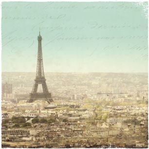 輸入壁紙 カスタム壁紙 PHOTOWALL / Eiffel Lansdcape Letter Blue 2 (e23329)