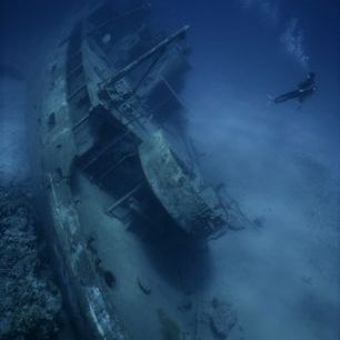 輸入壁紙 カスタム壁紙 PHOTOWALL / Shipwreck and Diver (e23592)