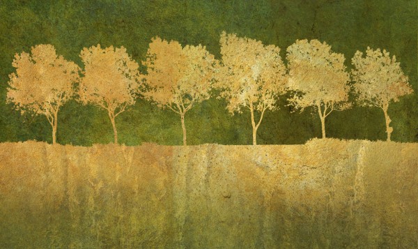 輸入壁紙 カスタム壁紙 PHOTOWALL / Golden Tree Silhouettes (e23725)
