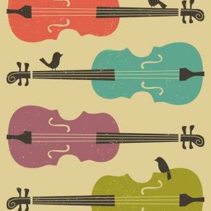 輸入壁紙 カスタム壁紙 PHOTOWALL / Birds on a Cello String (e23902)