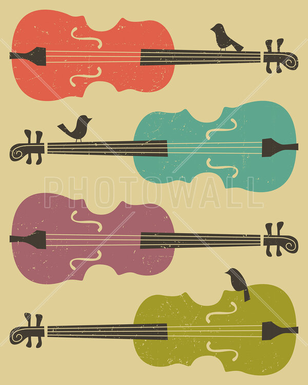 輸入壁紙 カスタム壁紙 PHOTOWALL / Birds on a Cello String (e23902)