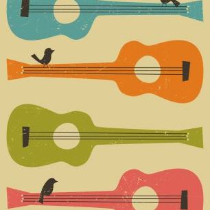 輸入壁紙 カスタム壁紙 PHOTOWALL / Birds on a Guitar (e23903)