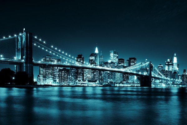 輸入壁紙 カスタム壁紙 PHOTOWALL / Brooklyn Bridge - Blue (e22382)