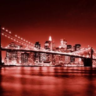 輸入壁紙 カスタム壁紙 PHOTOWALL / Brooklyn Bridge - Red (e22383)