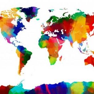 輸入壁紙 カスタム壁紙 PHOTOWALL / Sponge Paint World Map (e24213)