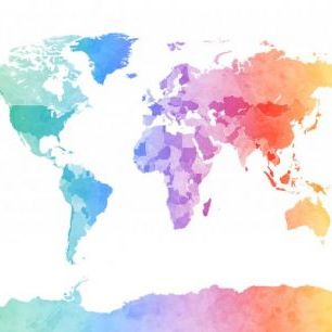 輸入壁紙 カスタム壁紙 PHOTOWALL / Watercolour World Map Soft Colors (e24219)