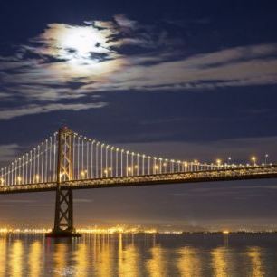 輸入壁紙 カスタム壁紙 PHOTOWALL / Moonrise over Bay Bridge (e24344)